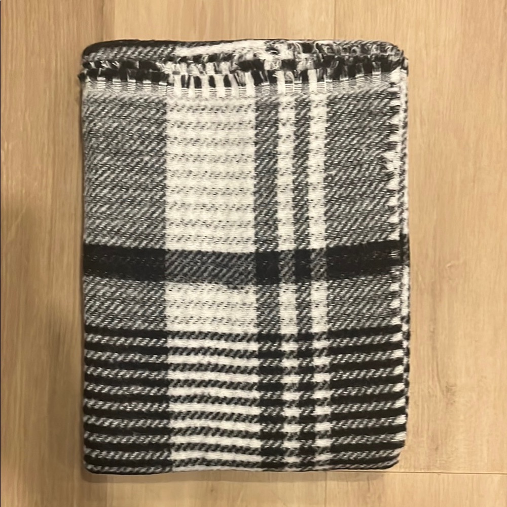 J. Crew Black and White Plaid Blanket Scarf
